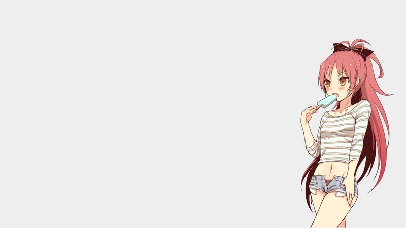 Anime Girl Eating Ice Cream — Pink, Calm, Summer