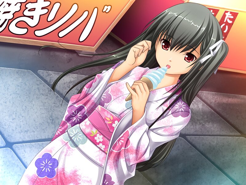 Anime Girl Eating Ice Cream — Pink, Calm