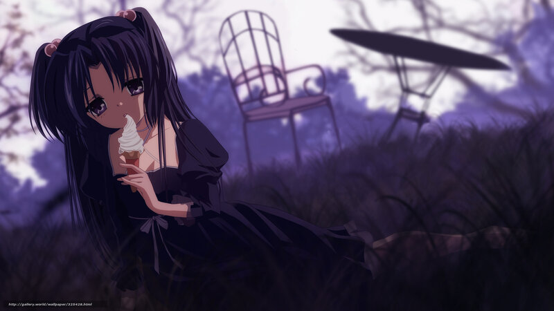 Anime Girl Eating Ice Cream — Purple, Melancholic