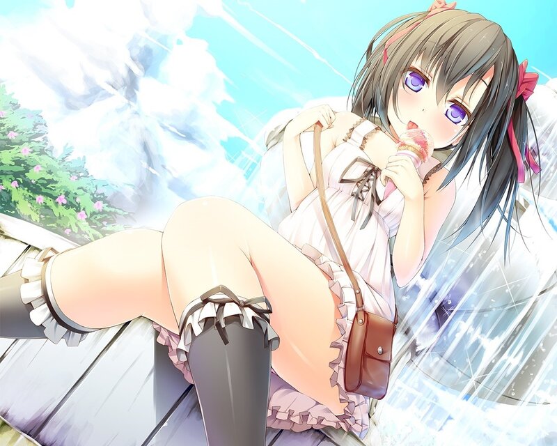 Anime Girl Eating Ice Cream — White, Bright