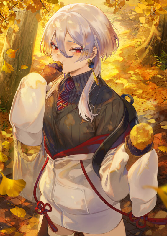 Anime Girl Eating Ice Cream — Yellow, Calm, Autumn
