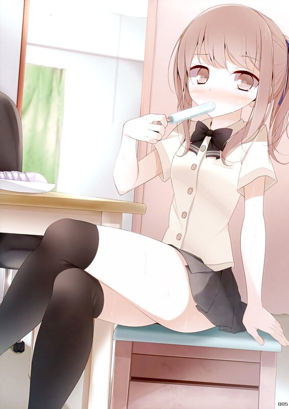 anime girl eating ice pop