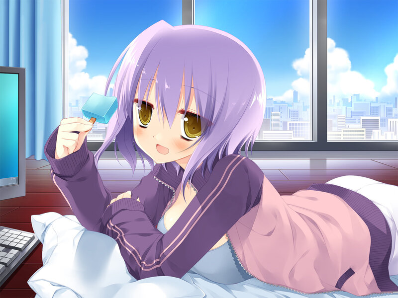 Anime Girl Eating Ice Pop — Purple