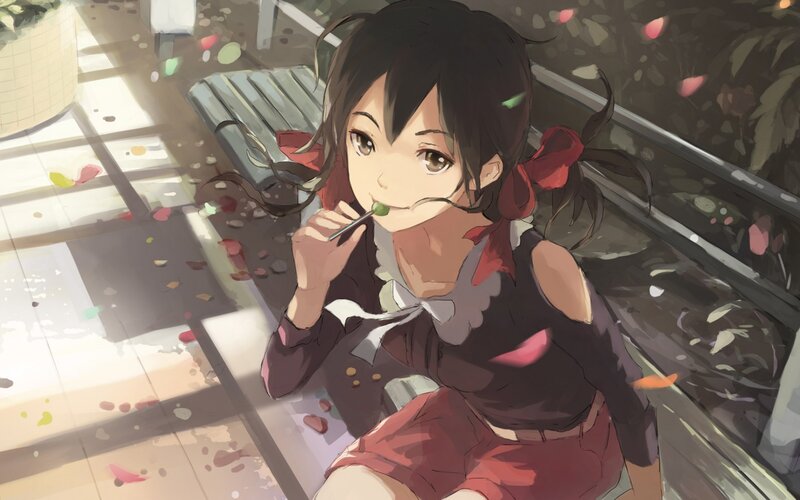 Anime Girl Eating Lollipop — Brown