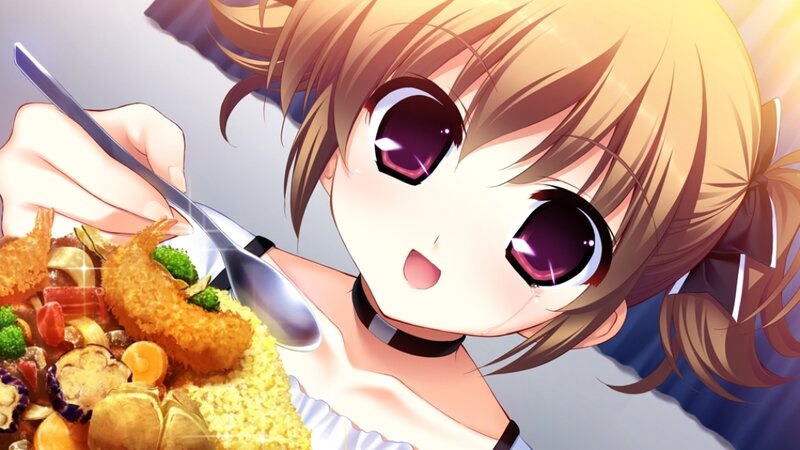 Anime Girl Eating Meal — Brown