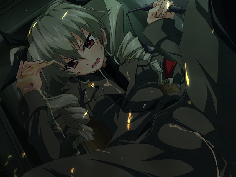 anime girl eating messily