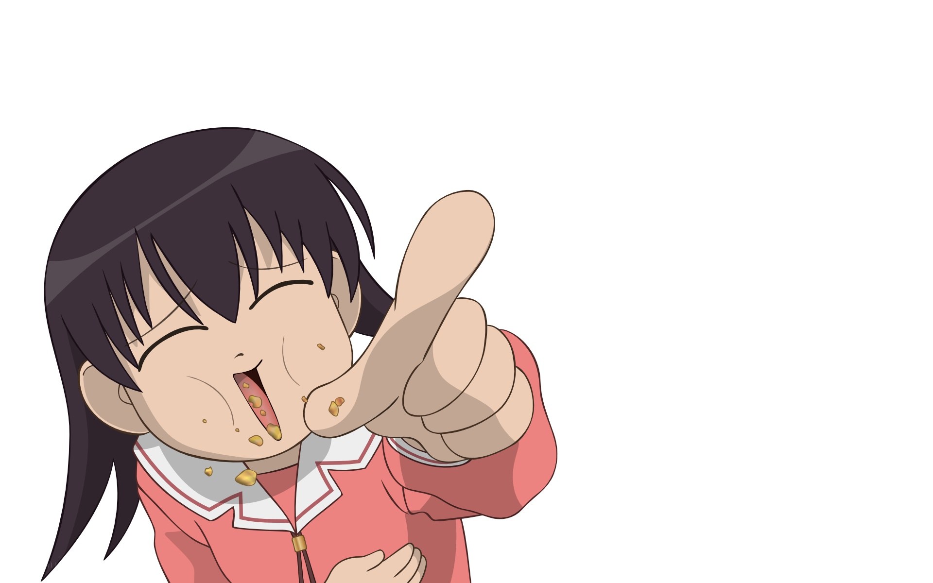 anime girl eating messily