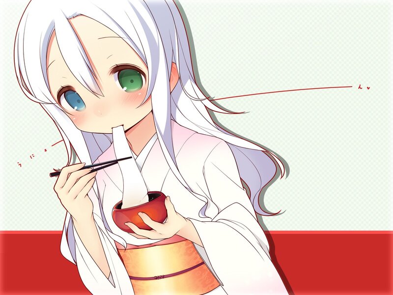 anime girl eating noodles