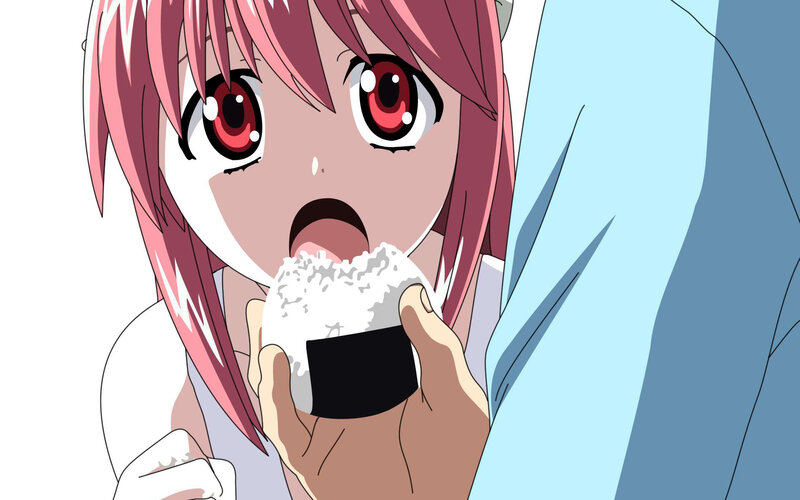 anime girl eating onigiri