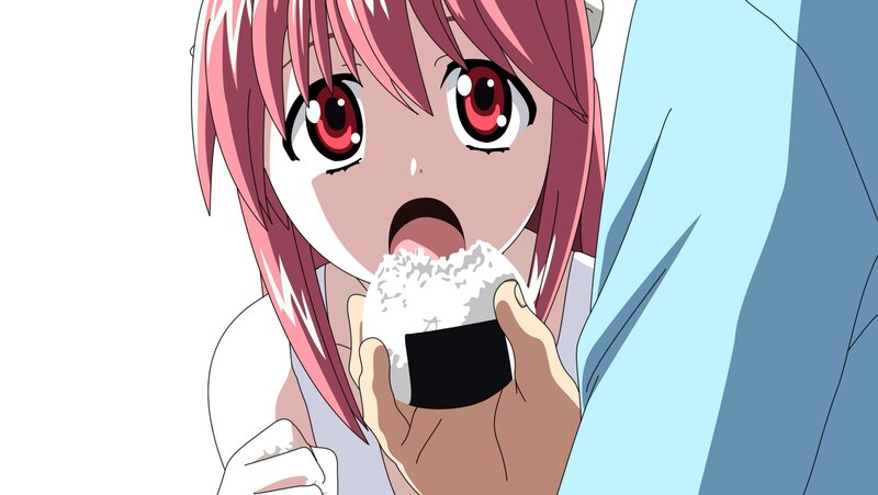 anime girl eating onigiri