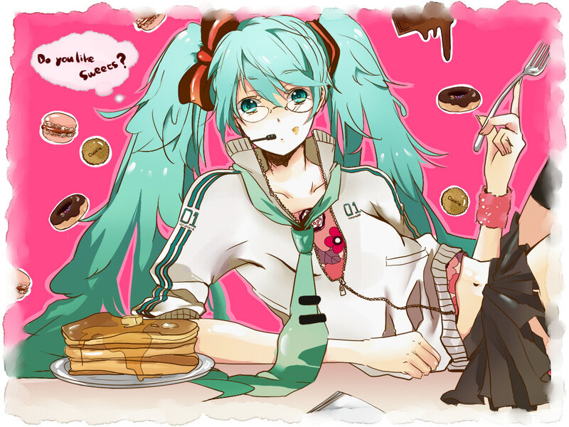 Anime Girl Eating Pancakes — Pink