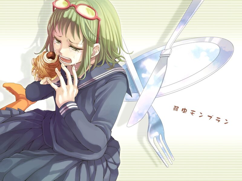 anime girl eating pastry