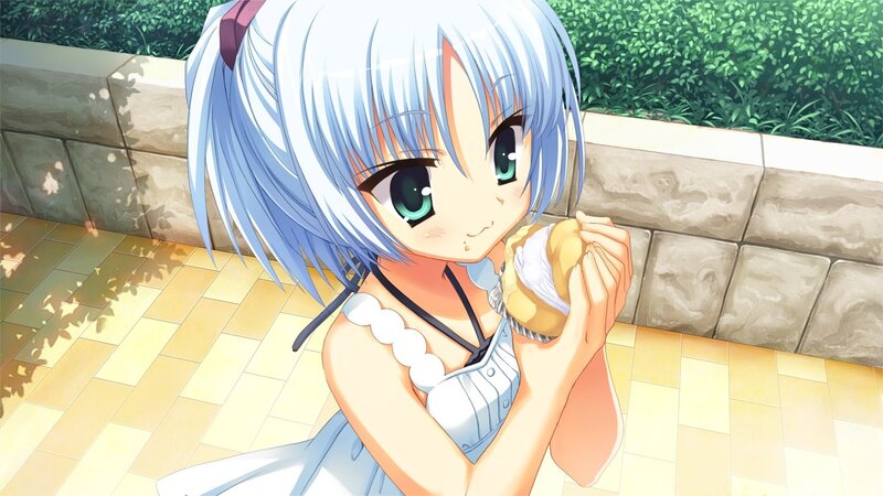 anime girl eating pastry
