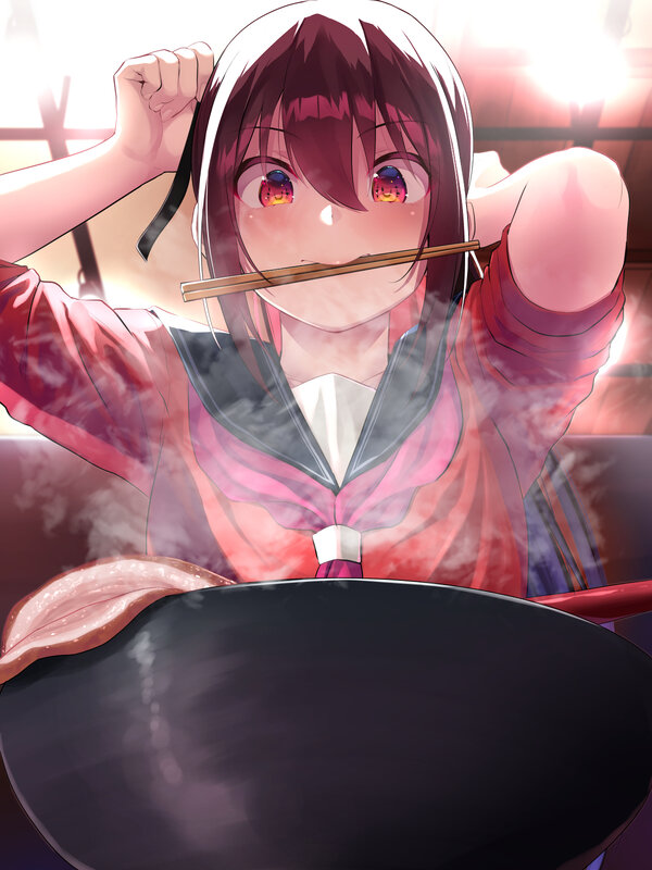Anime Girl Eating — Pink, Dramatic