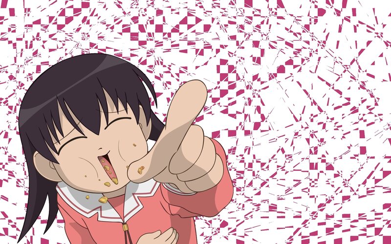 Anime Girl Eating — Pink, Playful