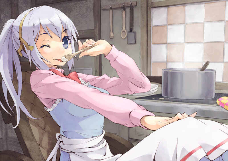 Anime Girl Eating — Pink