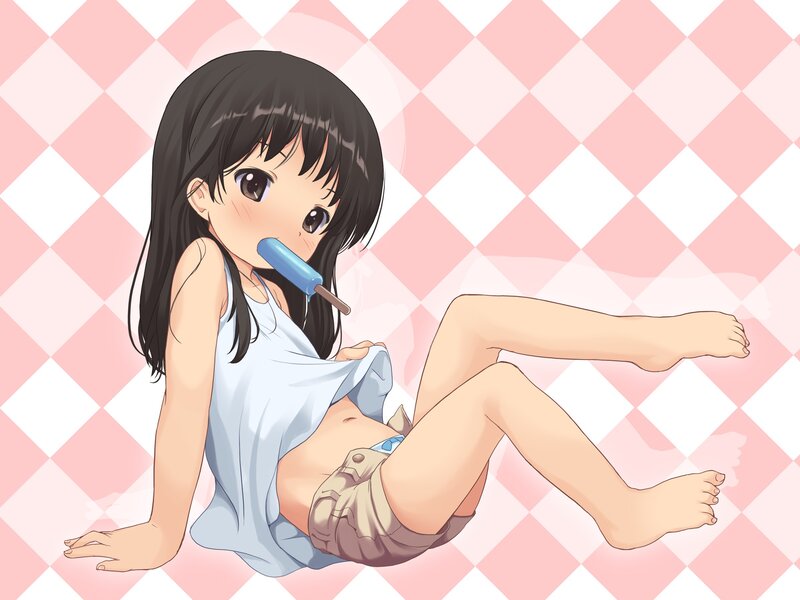 Anime girl eating popsicle