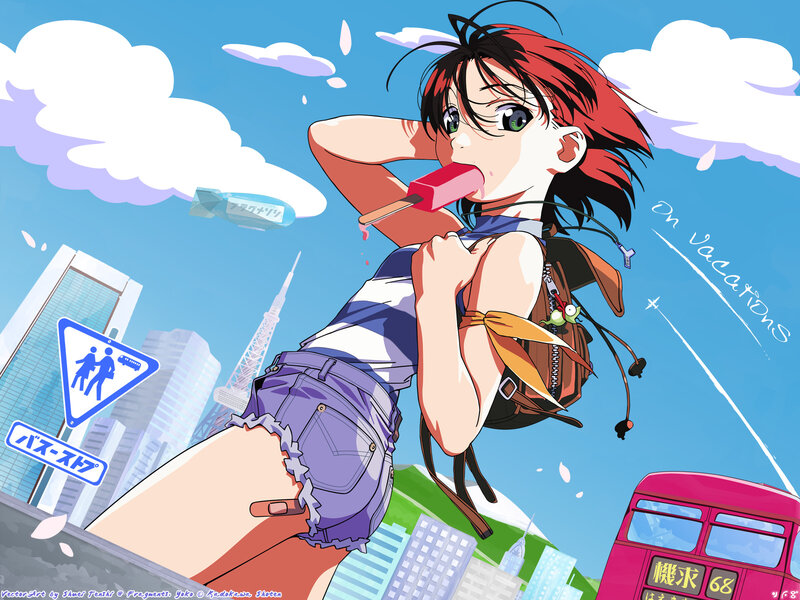 Anime girl eating popsicle
