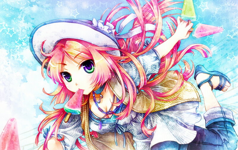 Anime Girl Eating Popsicles