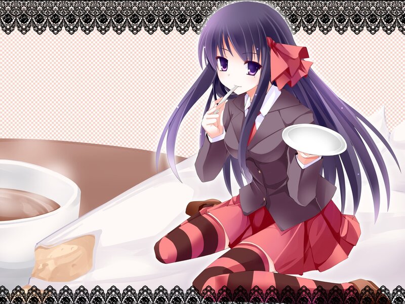 Anime Girl Eating — Purple, Calm