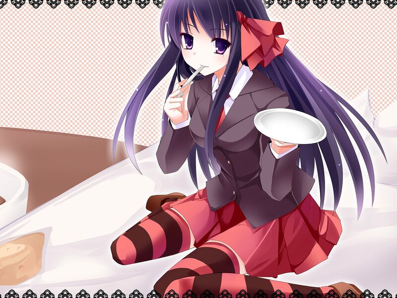 Anime Girl Eating — Purple