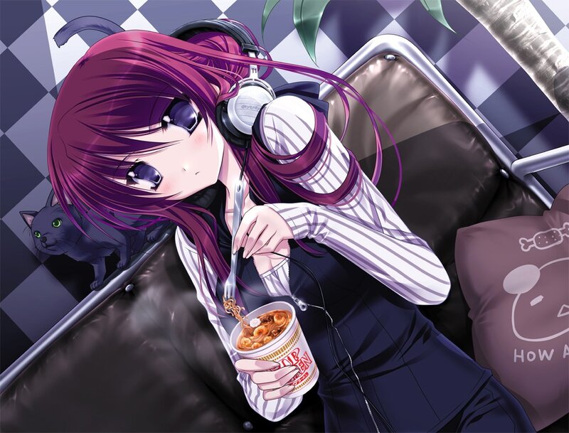 Anime girl eating ramen