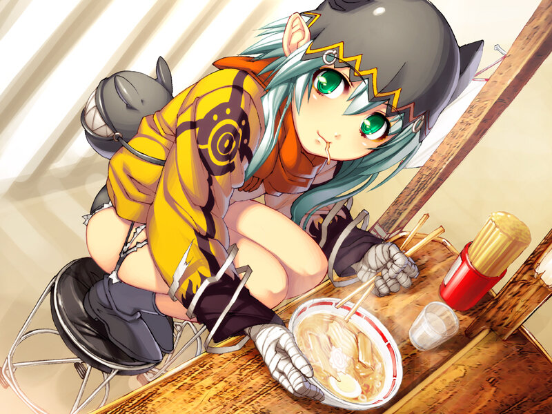 anime girl eating ramen