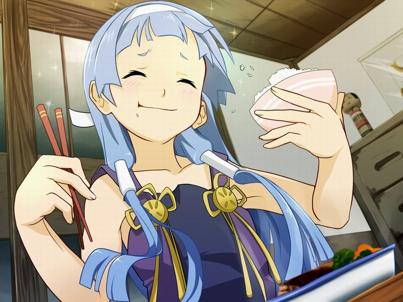 anime girl eating rice