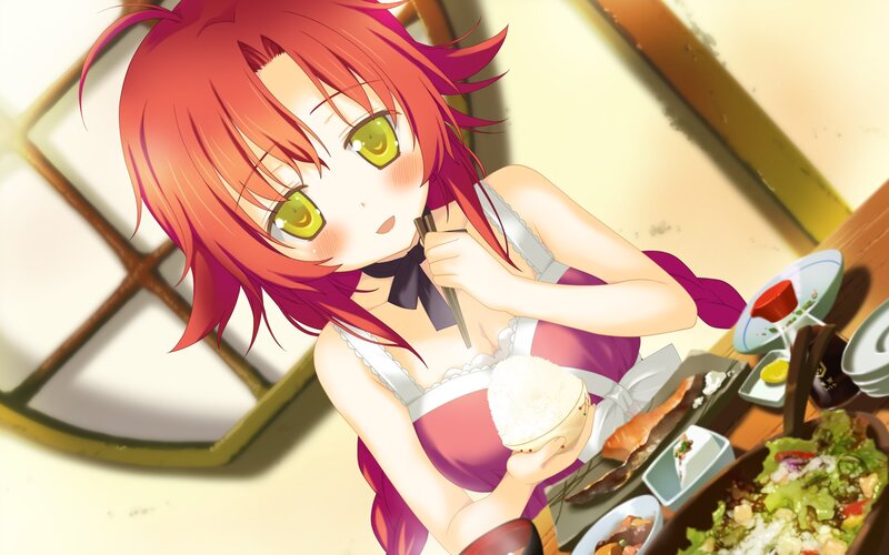 anime girl eating rice