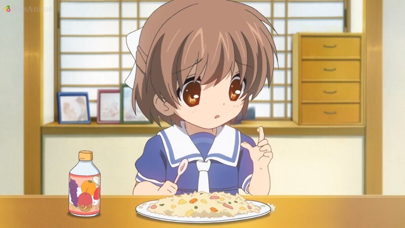 Anime Girl Eating Rice — Brown