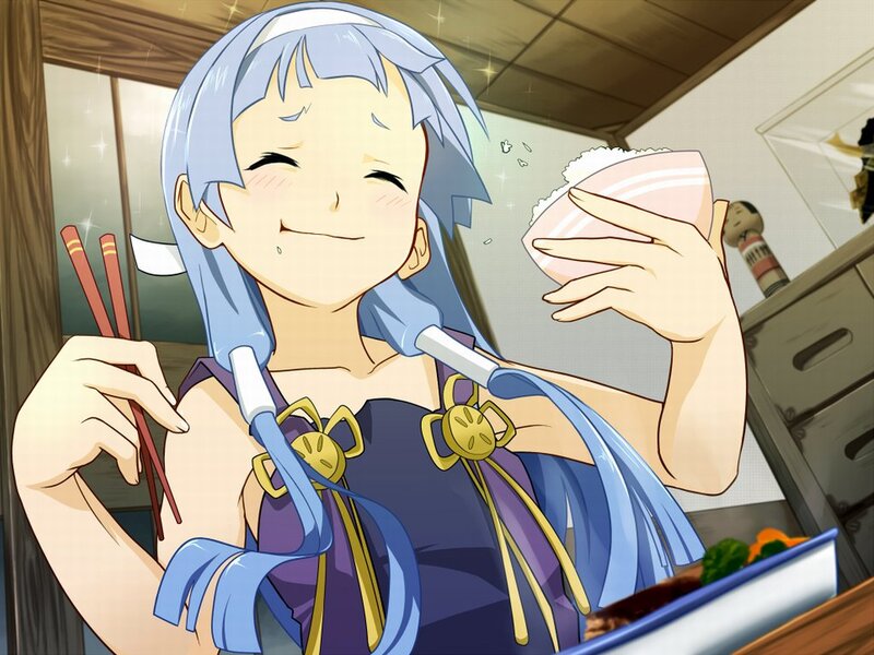 anime girl eating rice