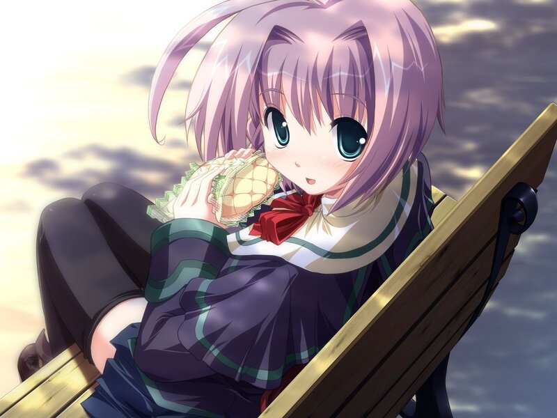 anime girl eating sandwich