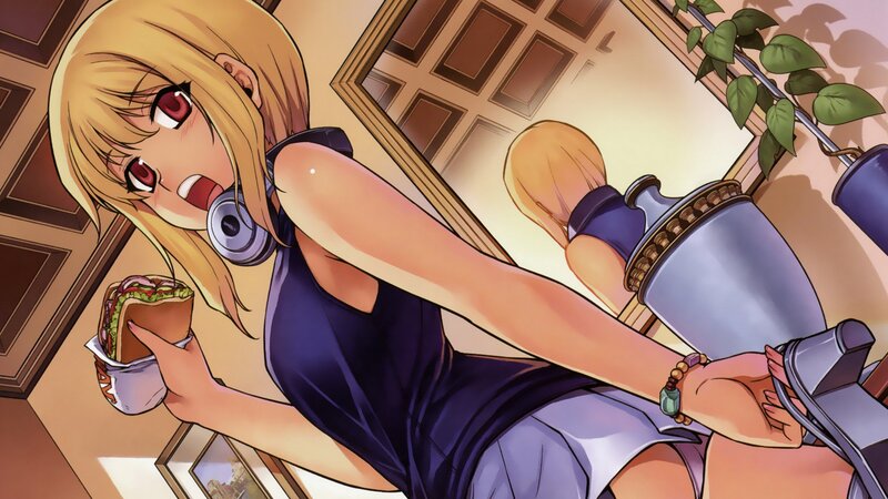 anime girl eating sandwich
