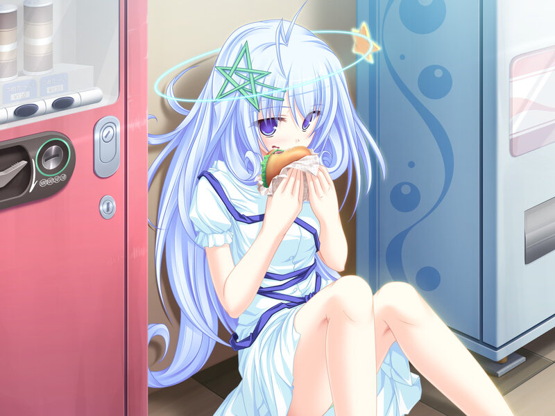 Anime Girl Eating Sandwich — Blue