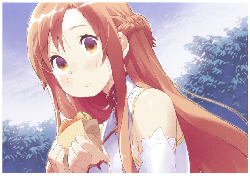 Anime Girl Eating Sandwich — Orange