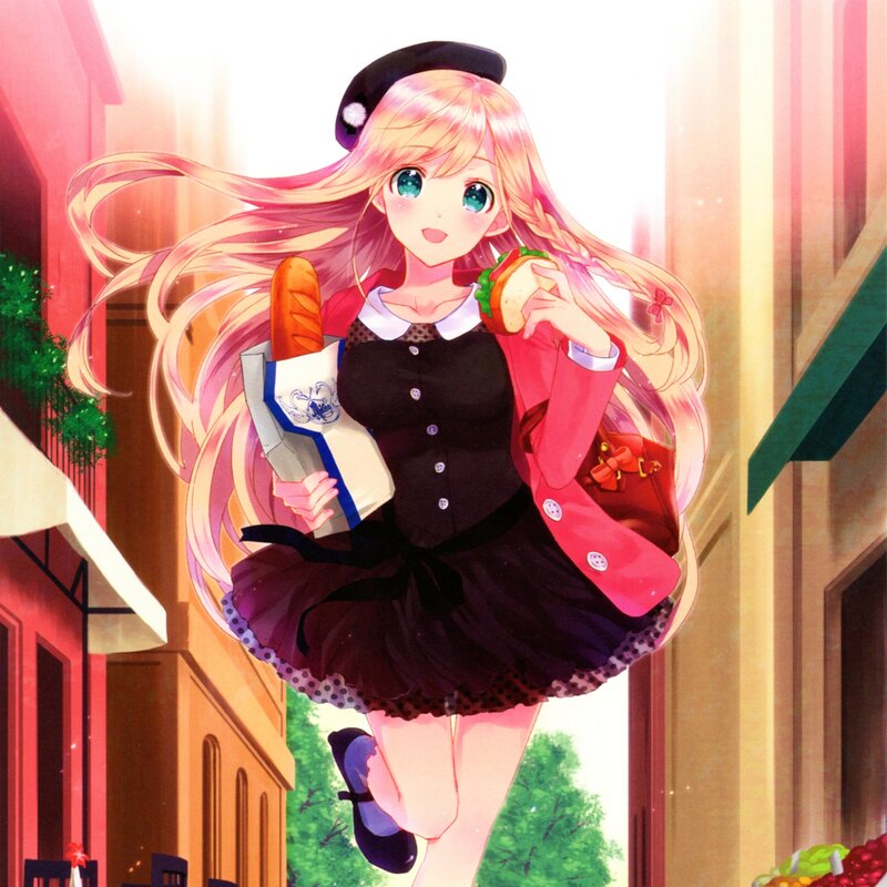 Anime Girl Eating Sandwich — Pink