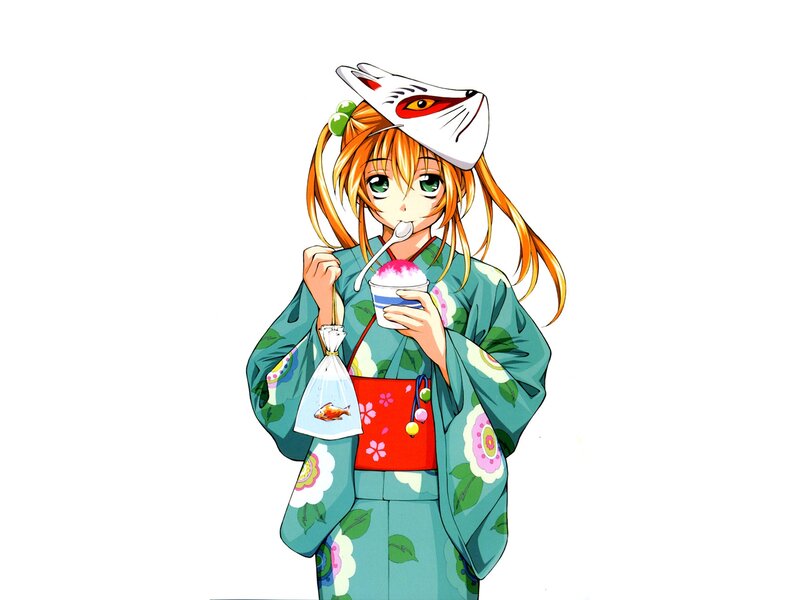 Anime Girl Eating Shaved Ice — Green