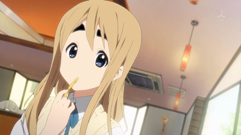 anime girl eating snack