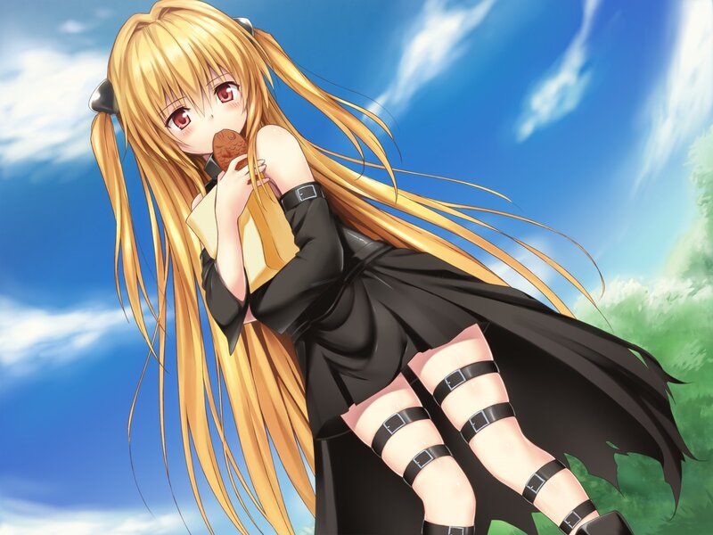 Anime girl eating snack