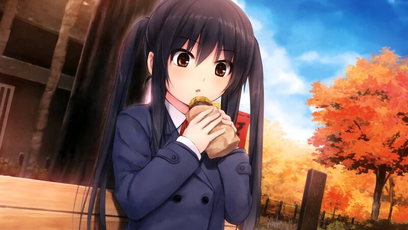 anime girl eating snack