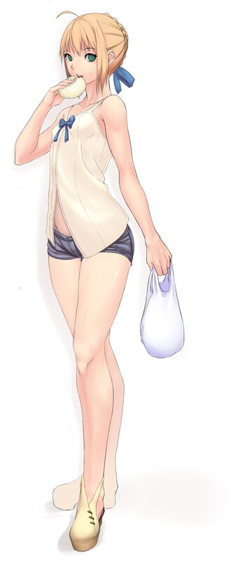 anime girl eating snack