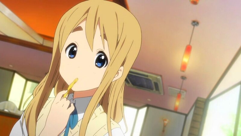 anime girl eating snack