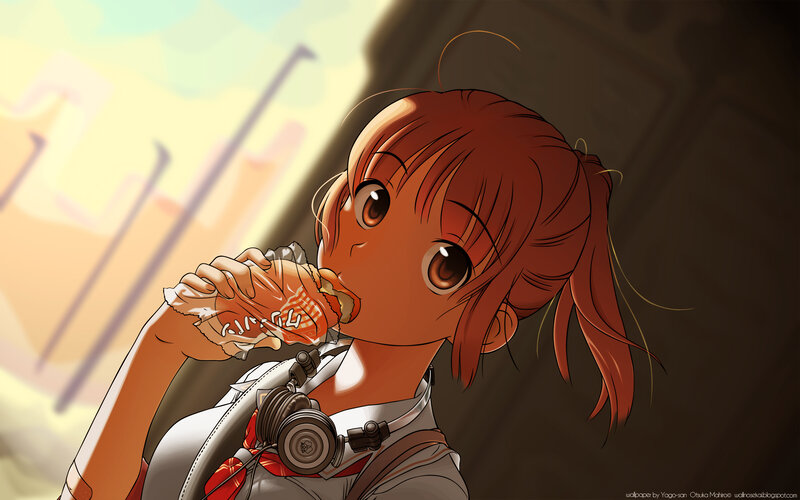 anime girl eating snack