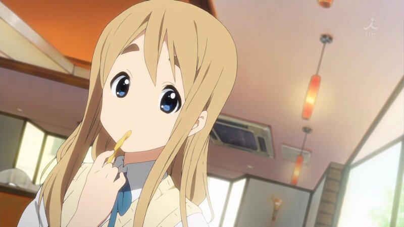 anime girl eating snack