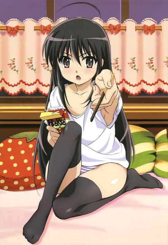 anime girl eating snack