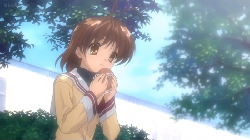 Anime Girl Eating Snack — Brown