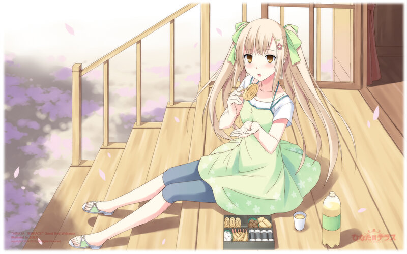 Anime Girl Eating Snack — Green