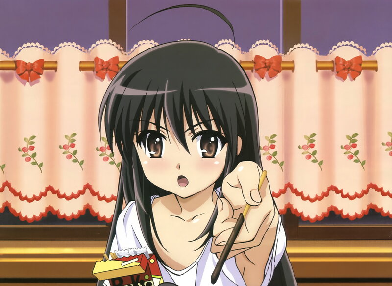 Anime Girl Eating Snacks — Black