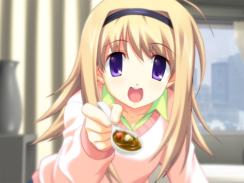 anime girl eating soup