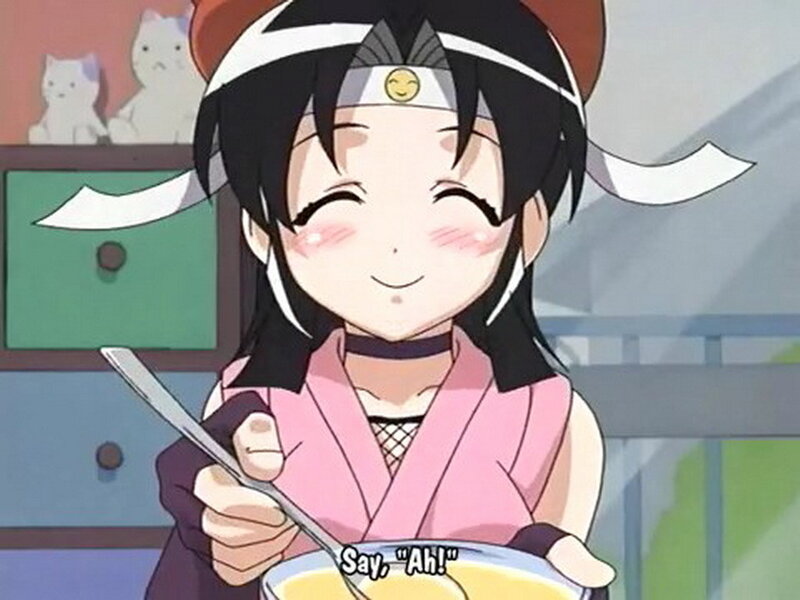 anime girl eating soup
